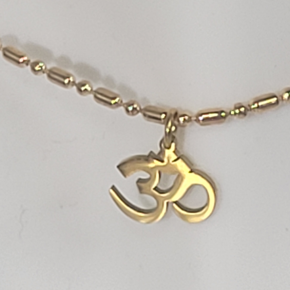 NIB 18KG PVD OM CHARM NECKLACE. DAINTY.  HANDMADE 18" or 20"